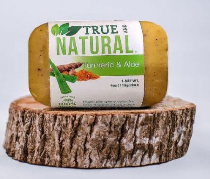 True and Natural Jamaican Bar Soap for Face & Body Turmeric & Aloe 4 oz